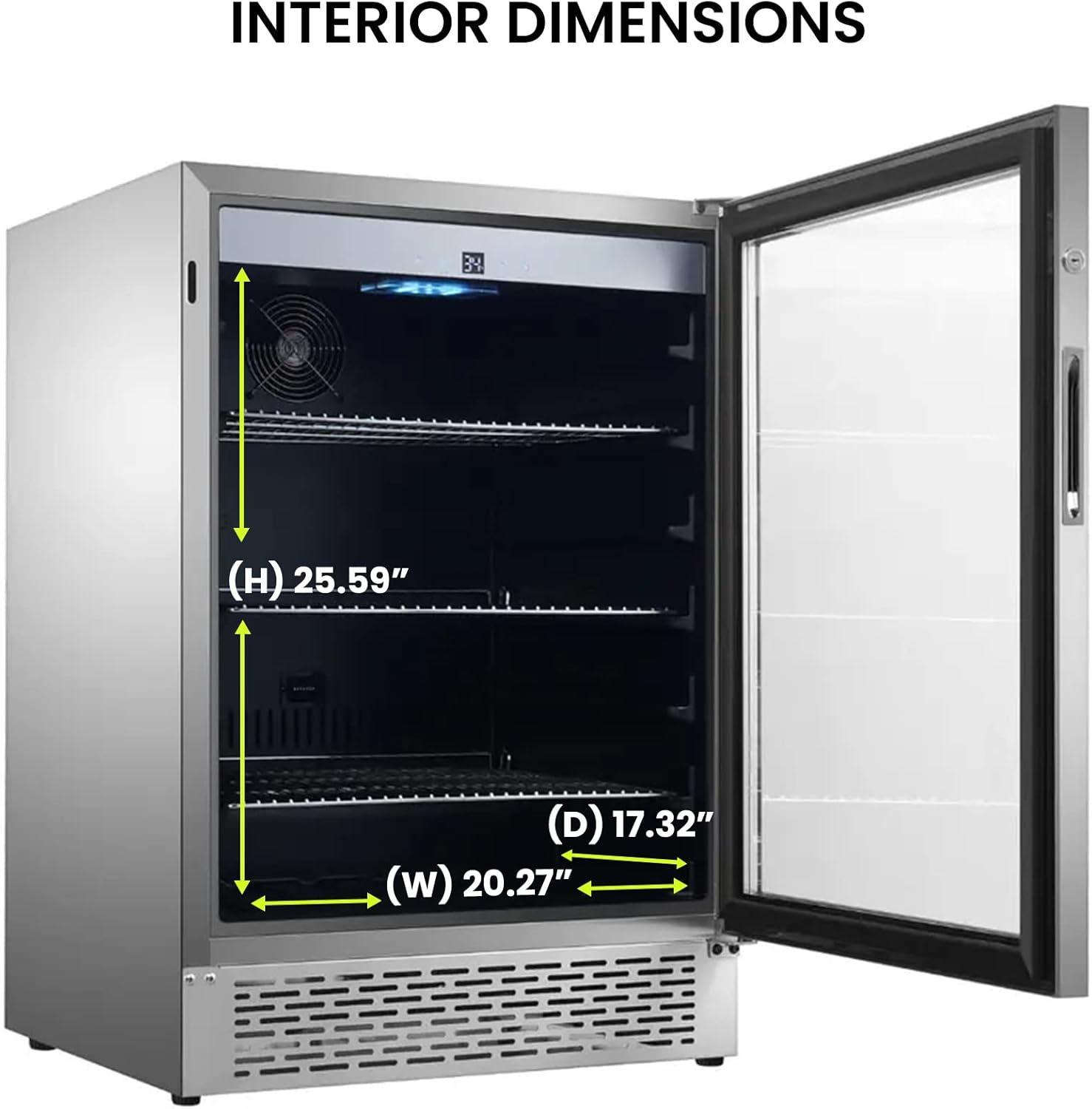 Equator 4.6 cu ft Outdoor/Indoor Refrigerator – Stainless Steel Beverage Cooler, 110 Can+6 Bottle Capacity, Built-In or Freestanding, IPX4 Waterproof, Frost-Free Cooling