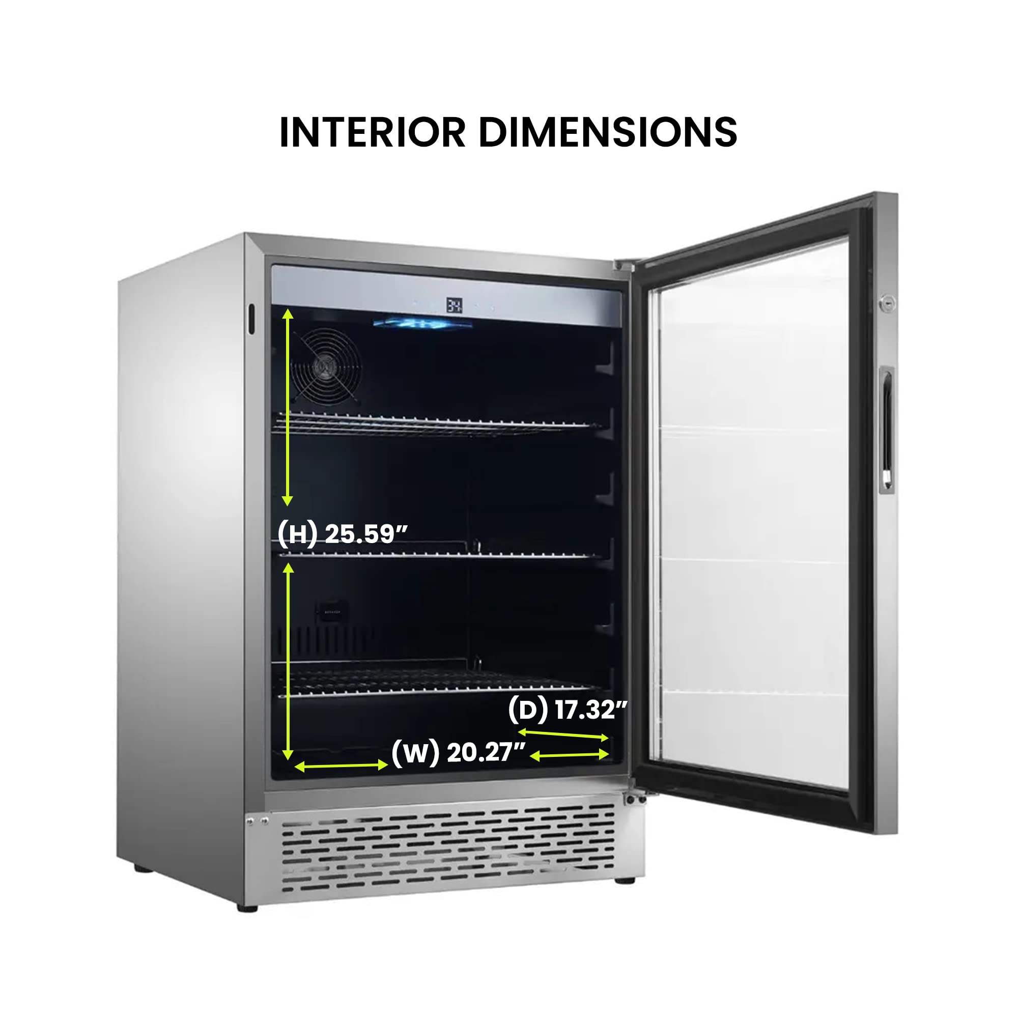 Equator 4.6 Cu Ft Outdoor/Indoor Refrigerator – Stainless Steel Beverage Cooler, 110 Can+6 Bottle Capacity, Built-In Or Freestanding, Ipx4 Waterproof, Frost-Free Cooling on Fridge.com - View 3