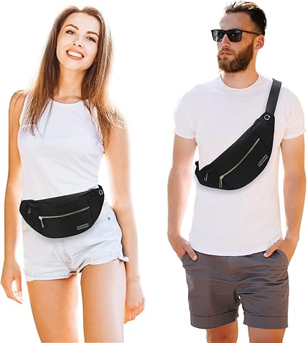 Miniatura 234 de MAXTOP - Cangurera cruzada grande con 4 bolsillos con cremallera, ideal para eventos deportivos, festivales, entrenamiento, viajes, correr y uso