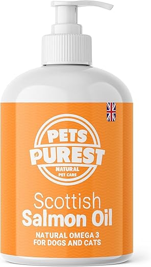 Pets Purest Scottish Salmon Oil For Dogs, Cats, Horse, Ferret – Pure Omega 3, 6 & 9 Fish Oil Food Treats Supplement for Natural Coat, Immune Support, Itchy Skin, Joint & Brain…