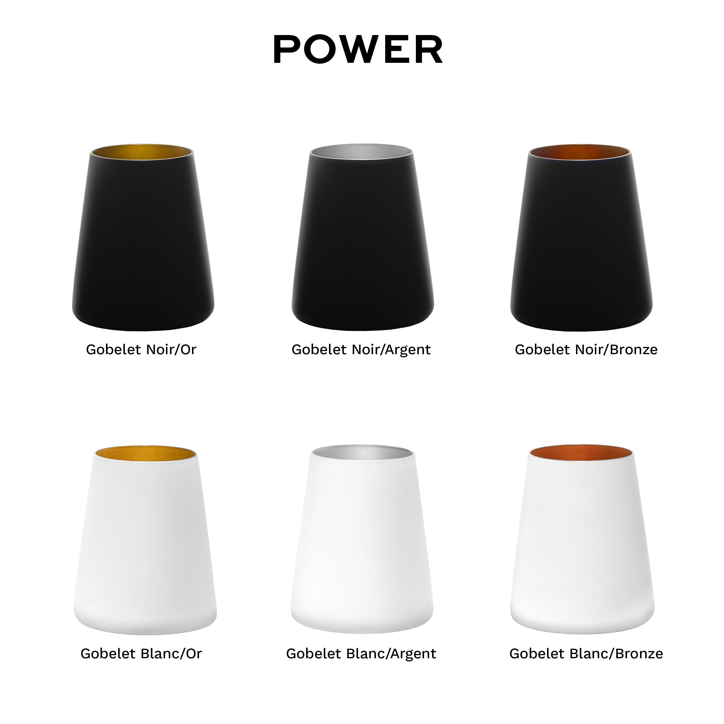 Verres Blancs/Dorés Power Lot de 6, 380 ml – Verres Modernes pour Eau, Vin, Cocktails & Jus – Verre Cristal de Haute Qualité – Lavable au Lave-Vaisselle & Résistant aux Chocs, Made in Germany