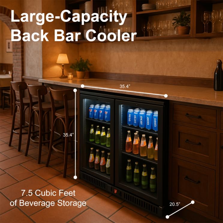 Vitlife Back Bar Cooler With 2 Glass Doors， Under Counter Beverage Refrigerator With LED,7.5 cu.ft.，Counter Height Commercial Bar Fridge For Beer, Wine, Soda In Bar, Restaurant, Home - View 2 | Fridge.com
