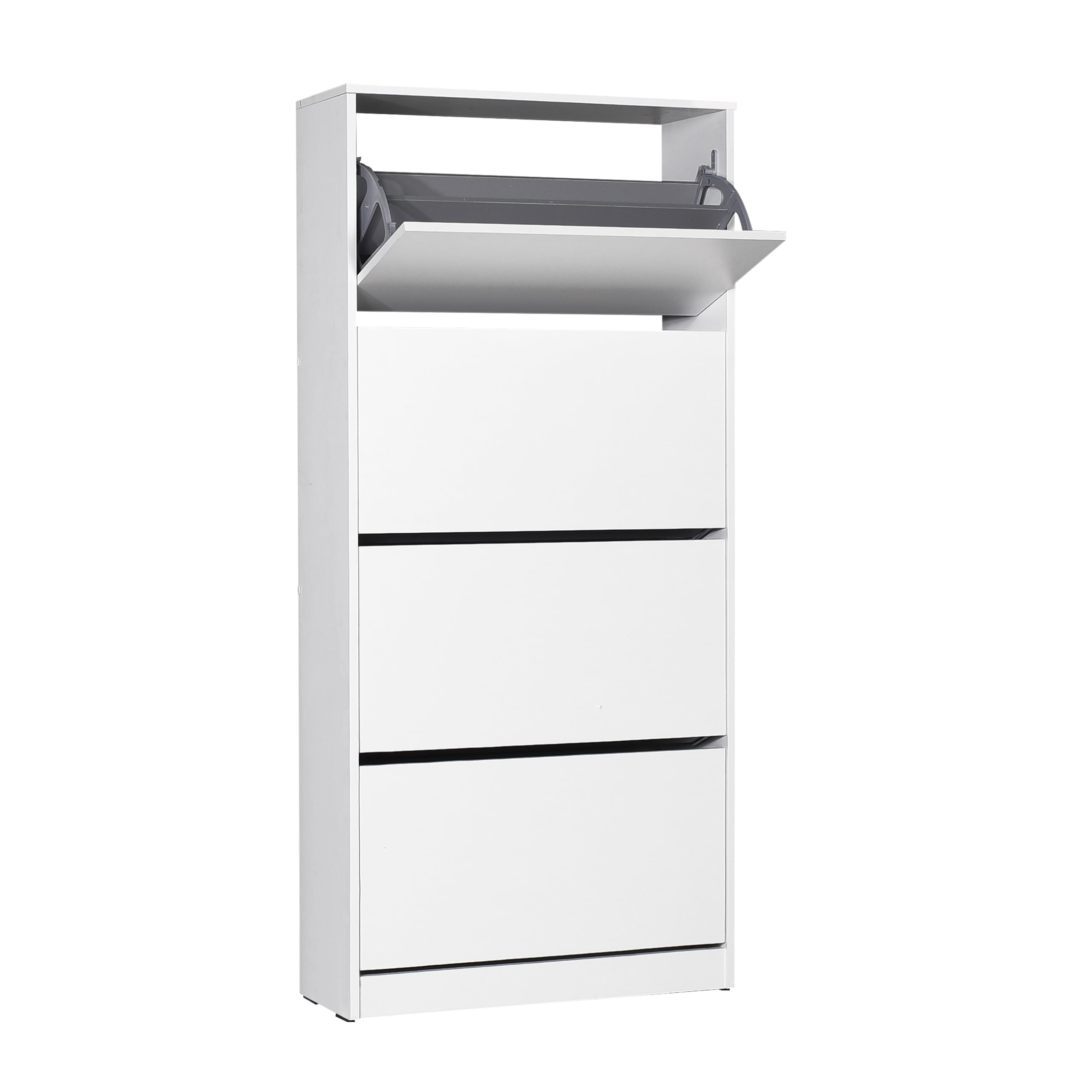 Buyqualia Zapatero Moderno de 4 Cajones, 169x56x34 cm, Capacidad 19+ Pares, Color Blanco, Montaje en Suelo