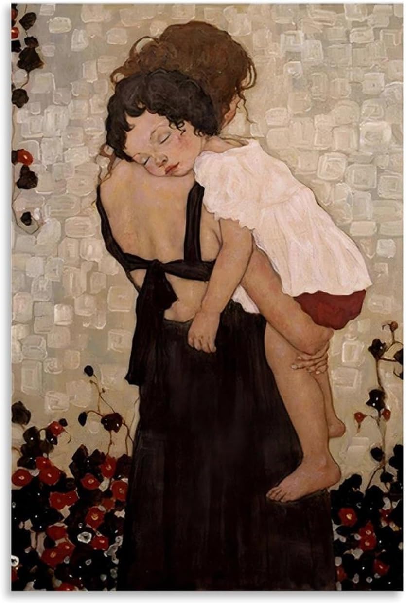 Waeta Rnvzx Gustav Klimt Wall Art Mother Holding Child Poster Prints Canvas Painting 40x60cm