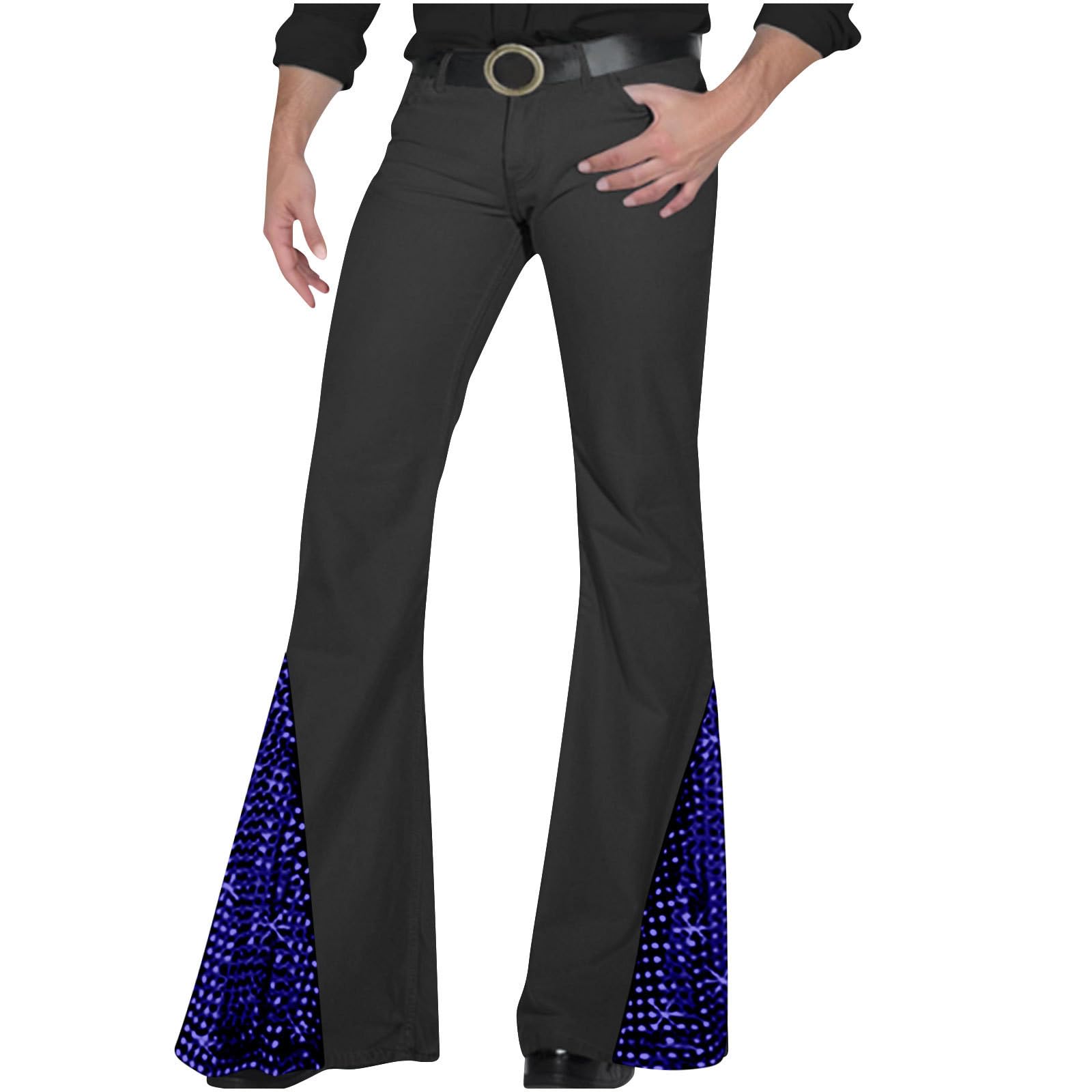 Pantalon évasé pour homme - Pantalon disco à paillettes - Tenue des années 80 - Tenue disco - Tenue disco - Costume hippie pour homme - Costume de carnaval