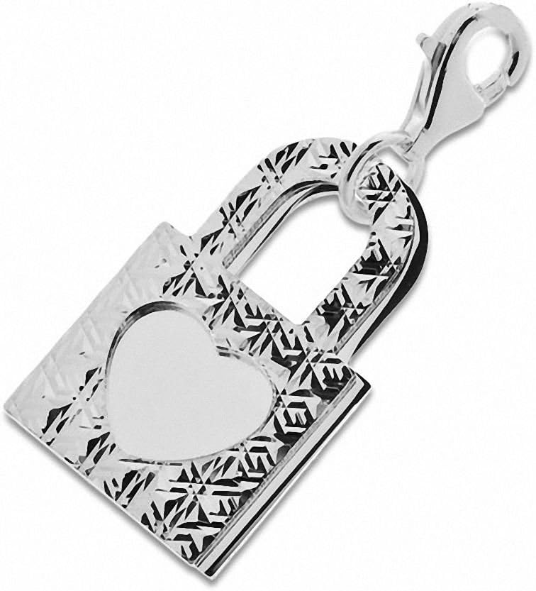 Amoro Polished 925 Engravable Sterling Silver Double Heart Key Charm - Crafted In Italy