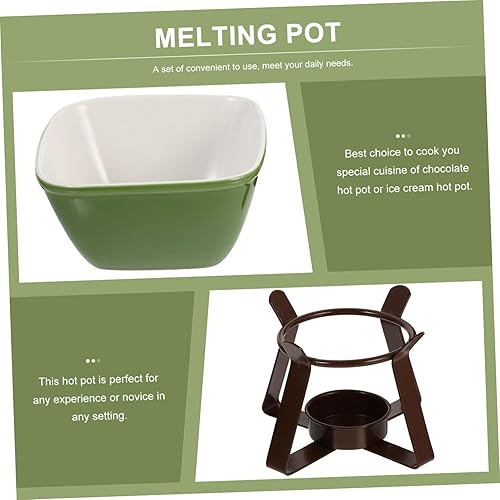 Miniatura 8 de LABRIMP 1 juego de olla para fundir fondua, tenedores de inmersión, calentador de mantequilla con vela, queso para fondue, olla de ajedrez, olla de