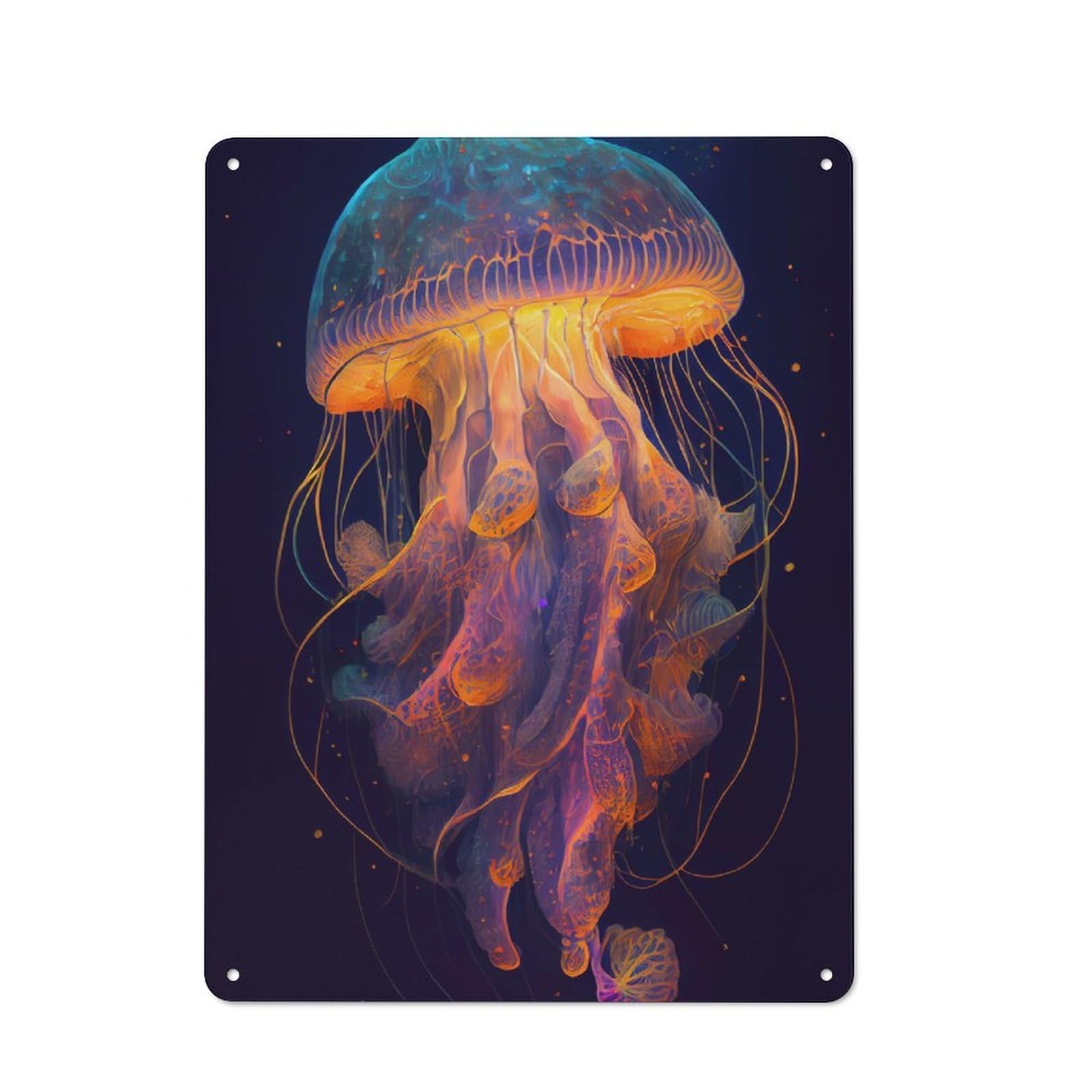 Junmoney The Mysterious Jellyfish 1 Vintage Metal Plaque 40X30cm Featuring For Home Bar Wall, A Metal Wall Feature For Home Bars And Entertaining Spaces