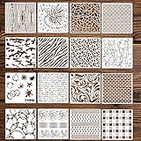 16 Pieces Leopard Print Stencil Zebra Wood Grain Texture Stencil Stone Tiger Print Brick Camouflage Crackle Marble Background Stencils Cheetah Stencil for Bleaching Shirts DIY Art Craft (Texture)
