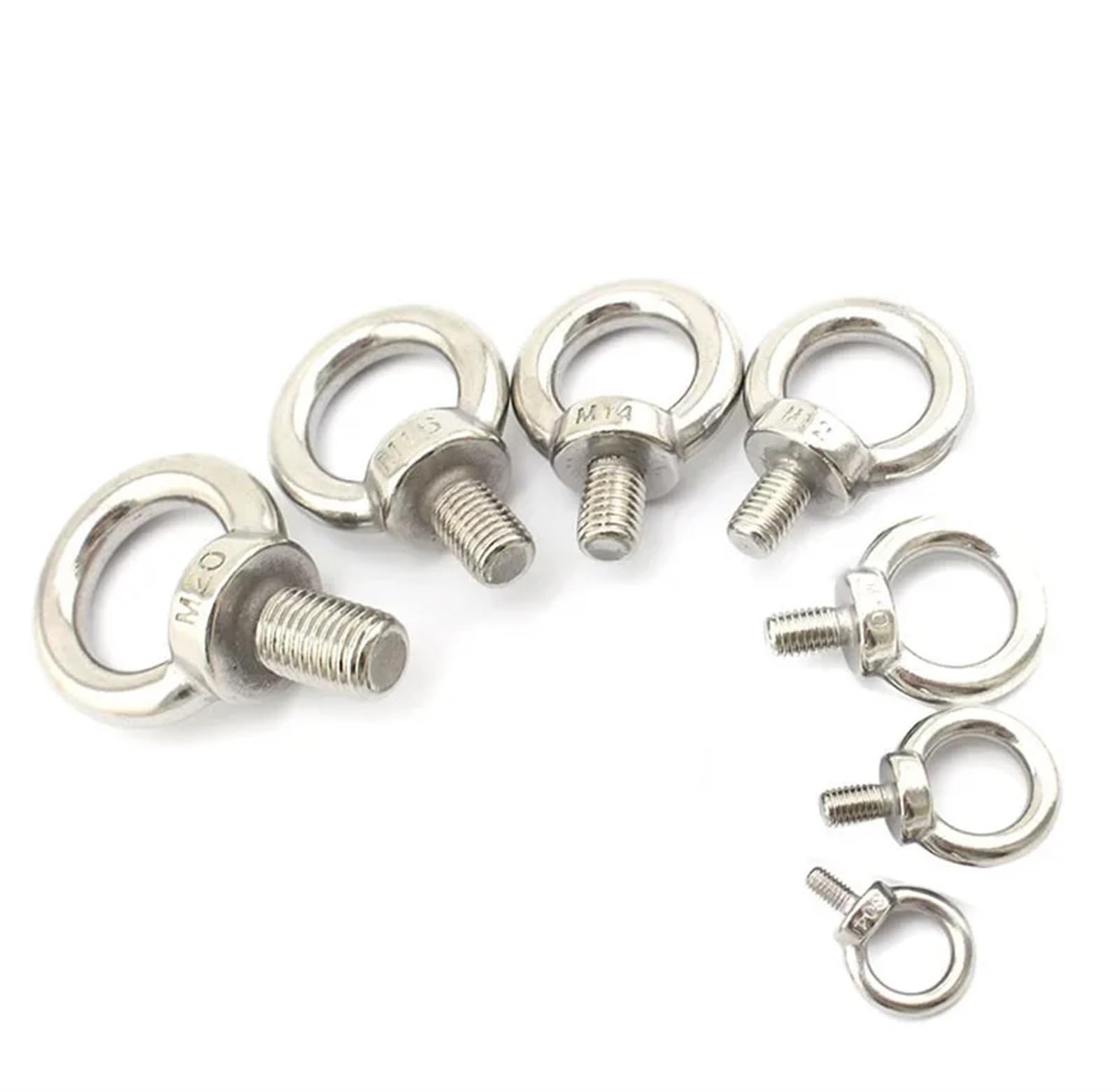 200 Uds M4 304 Acero inoxidable rosca métrica perno de elevación ojo gancho tuercas con hombros tornillo anillo pernos para equipos mecánicos