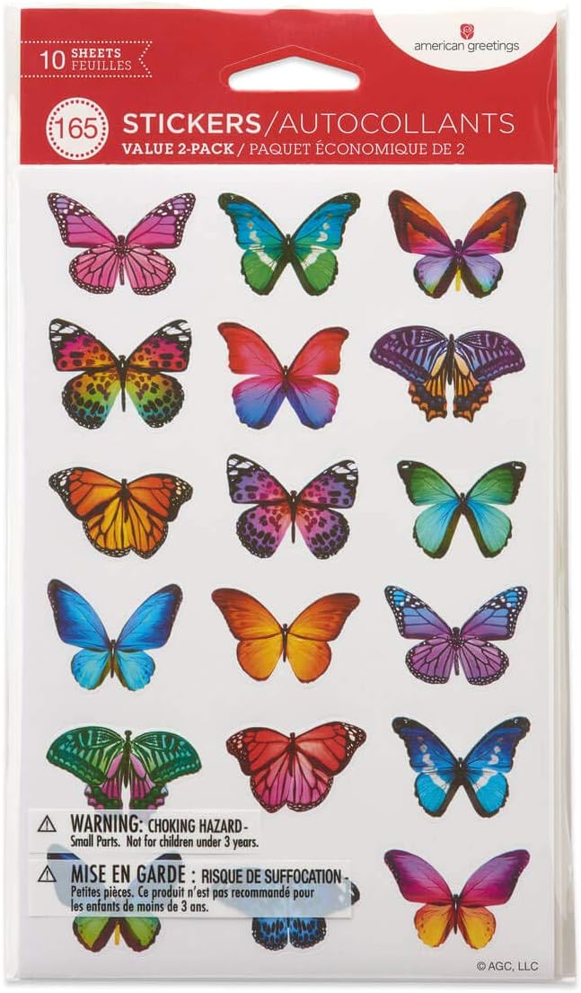 American Greetings Kids Sticker Sheets, Butterflies and Flowers (165-Count)