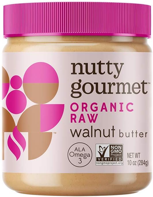 Nutty Gourmet Organic Walnut Butter - Raw Nut Butter - No Added Sugar - Unsalted - All Natural - Peanut Free - Vegan - California Grown Walnuts - Keto Snack - Gluten Free (10oz, 1 Pack)