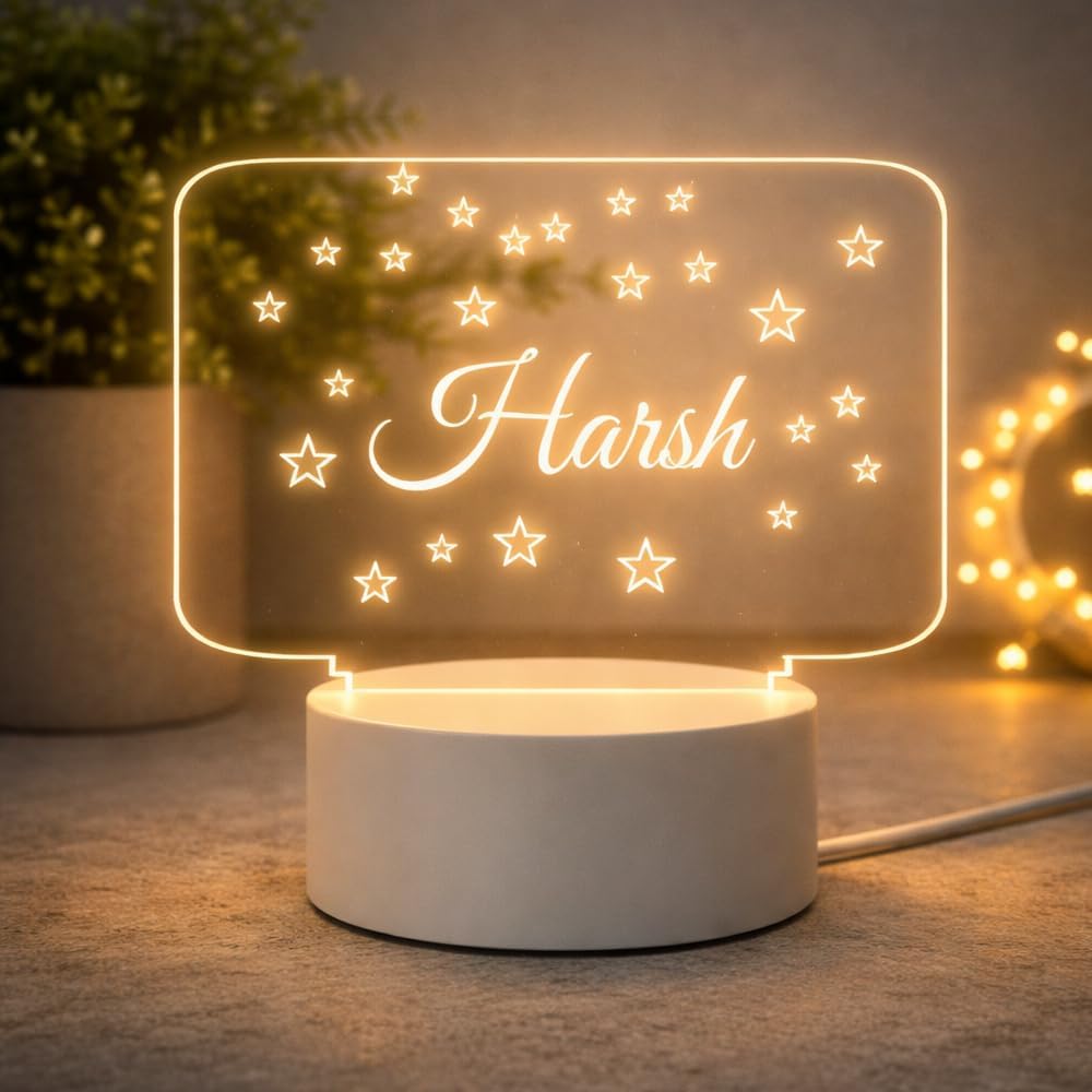 Customized Name LED Night Lamp, Lamp 3, Warm White