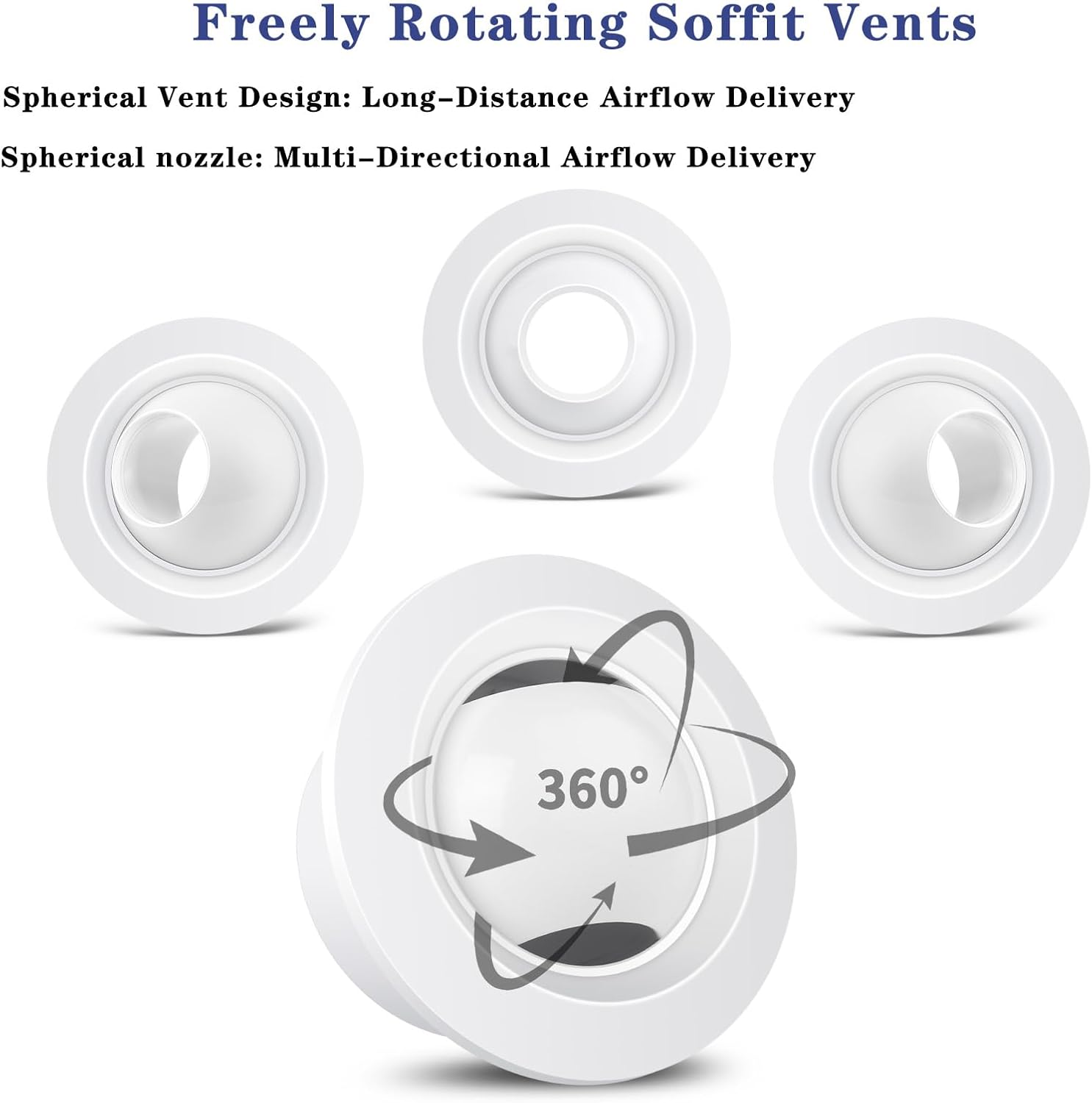 Soffit Vents 4 inch Round Vent Cover,The ABS Freely Rotating Spherical Soffit Exhaust Vent Cover for Office Bathroom Living Room Factory Stadiums（ø96mm/3.78in)