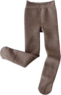 Niños Niños Bebé Niña Algodón Forrado Caliente Completo Leggings Pantimedias de Punto Elástico Básico Pantalones de Cuerpo Completo Medias para Invierno Pantalones Adolescentes, caqui, 3-5 años