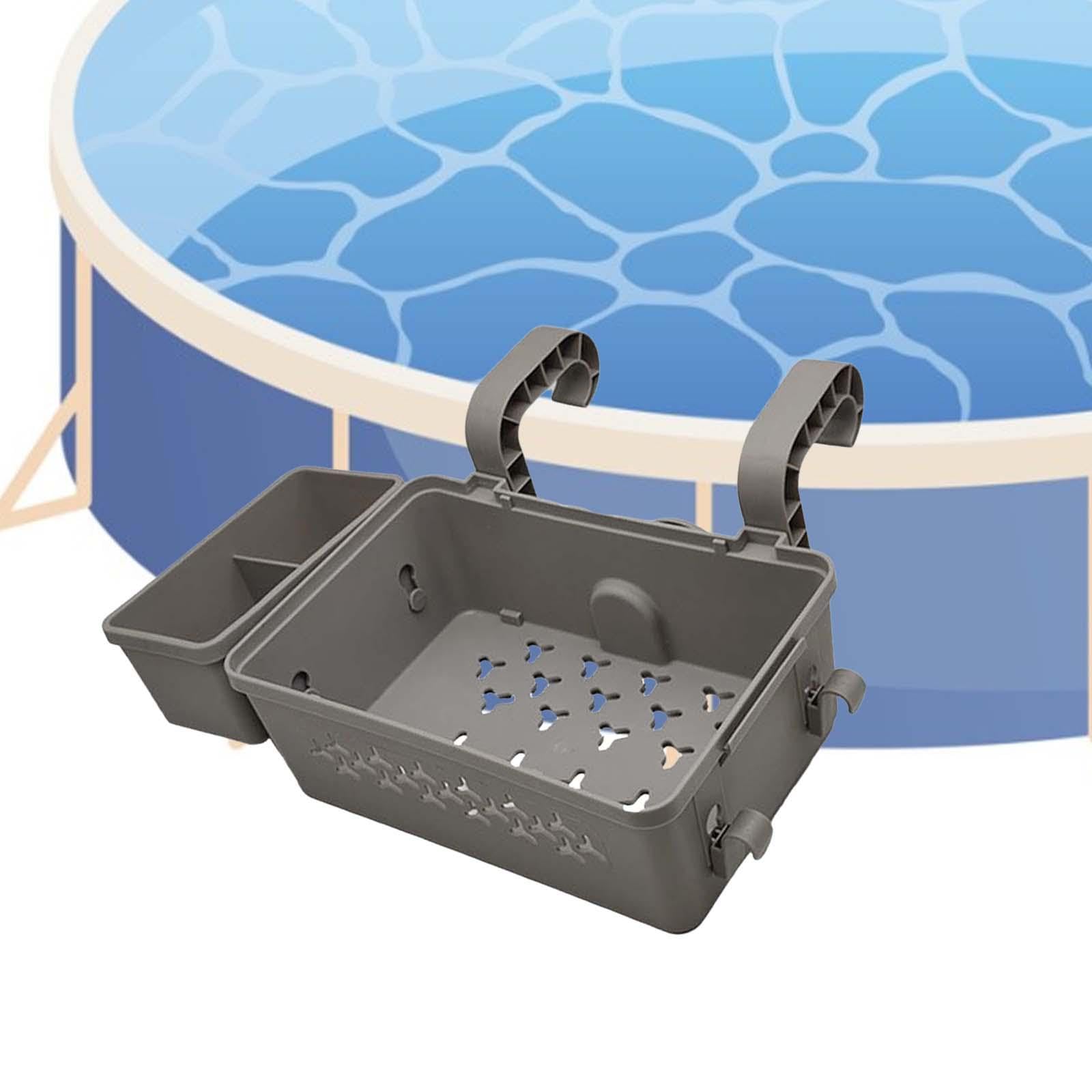 Cesta de Almacenamiento para Piscina, Cesta para Piscina Elevada, Resistente, Organizador Colgante para Piscina, Accesorios para Piscina para Bebidas, Gris