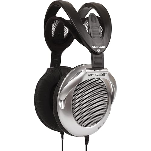Koss UR40 Collapsible Over-Ear Headphones, Silver, Retro Style, Wired Plug