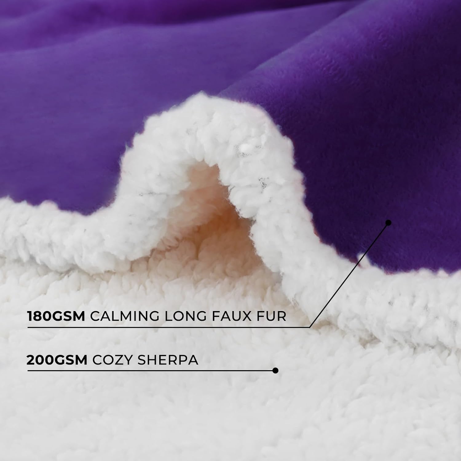 Luciphia Waterproof Bed Blanket Washable,Soft Sherpa Fleece Puppy Reversible Throw Blankets for Medium Large Dog Cat,Furniture Cover Protector Couch from Liquid Pee and Pet Fur,Purple White,85" x 57"