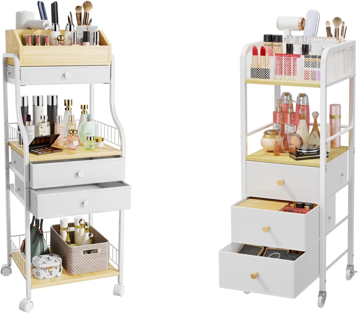 HapiRm Floor Makeup Organizer Storage - Skincare Make Up Organizers and Storage with Drawers, Vanity Organizer Cosmetics Display Cases Holder for Skin Care Nail Polish Perfume Makeup Brush