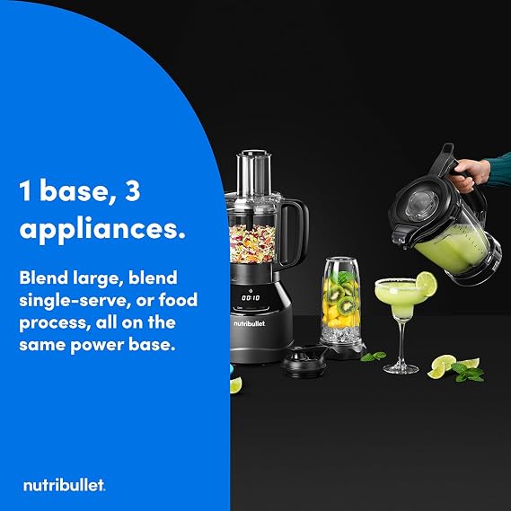 nutribullet Triple Prep System - Jug Blender, Personal Blender & Food Processor All in One - Blends Frozen Fruit, Nuts & Ice - For Smoothies & Juices
