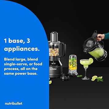 nutribullet Triple Prep System - Jug Blender, Personal Blender & Food Processor All in One - Blends Frozen Fruit, Nuts & Ice - For Smoothies & Juices