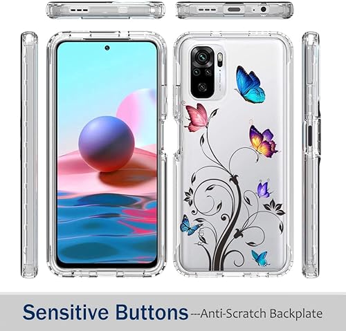 Miniatura 5 de Funda para Redmi Note 10 (4G)Redmi Note 10S con protector de pantalla de vidrio templado, carcasa rígida de diseño floral de cuerpo completo + funda