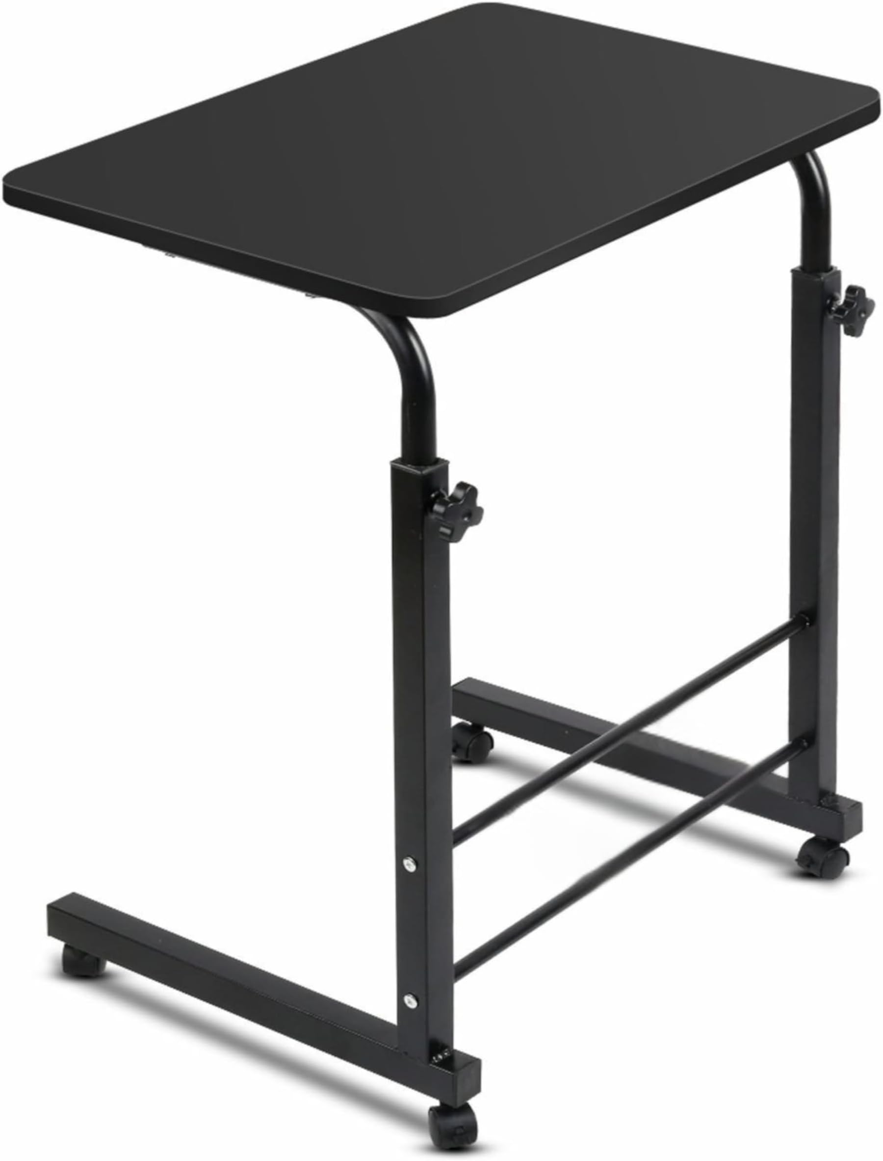 Table Multi-Purpose Sofa Side Height-Adjustable Adjustable Mobile Laptop with Wheels Portable Height Adjustable Side Table for Bed Couch Office Workstation Compact Rolling (Black)