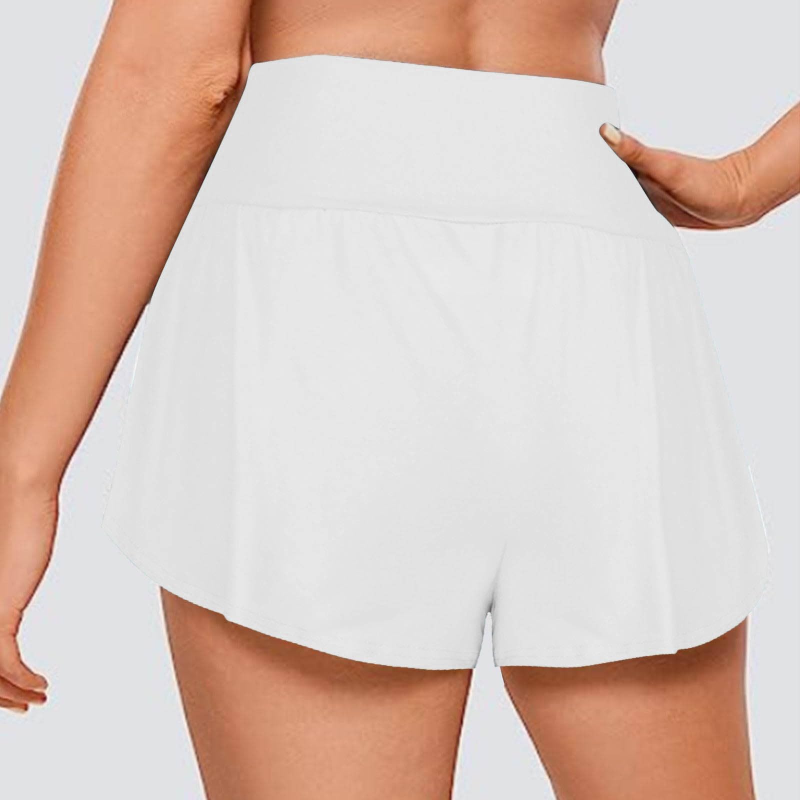 Generisch Short pour homme et femme, grande taille, sportif, décontracté, taille élastique, short de yoga, couleur unie, entraînement, course, gym, leggings, short, basique