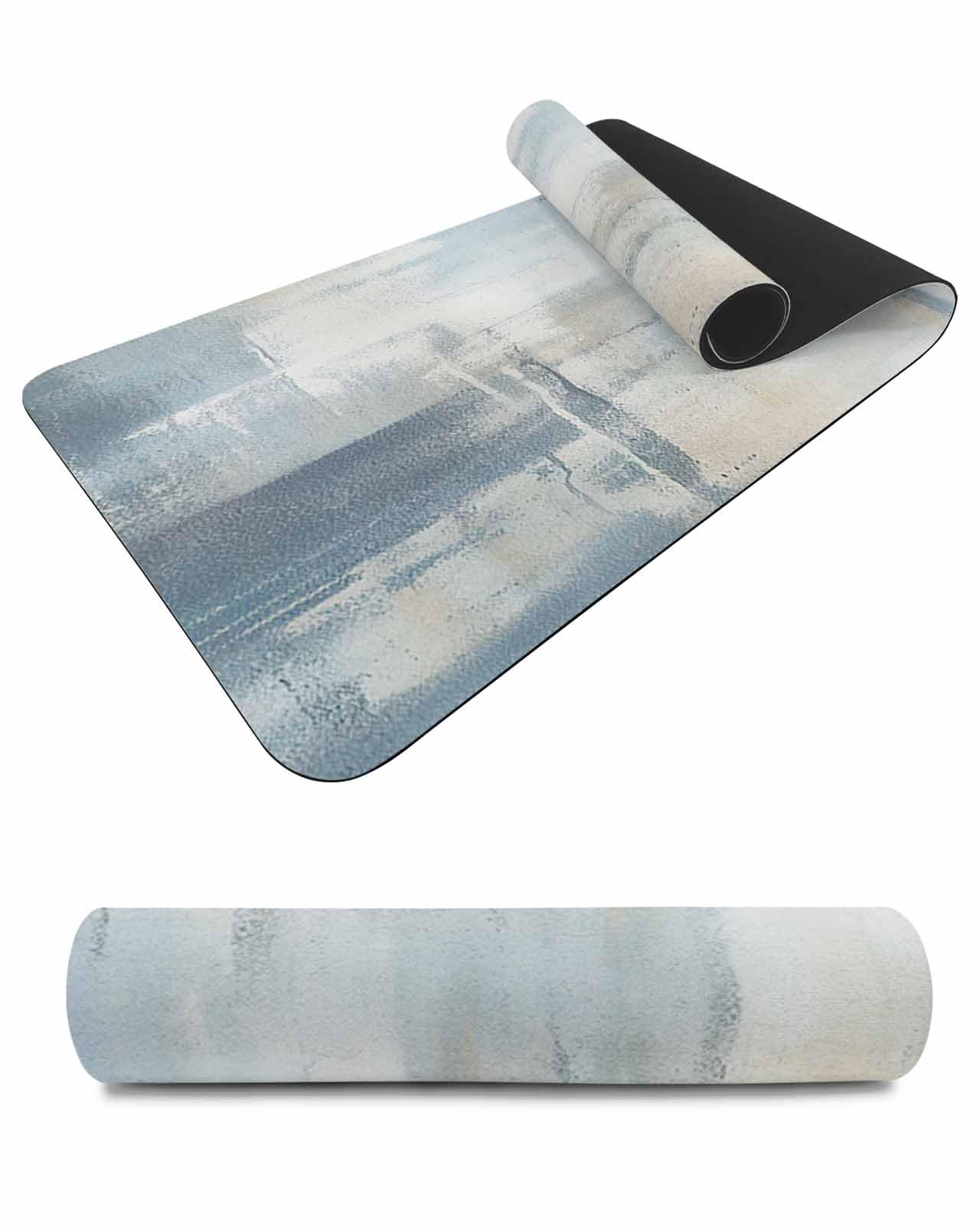 Debedcor Heat Proof Table Pads Waterproof Decorative, Blue Grey Ombre Non-Slip Table Countertop Protector, Abstract Modern Oil Painting Art Insulation Mat for Dining Room, 48 x 12 Inches