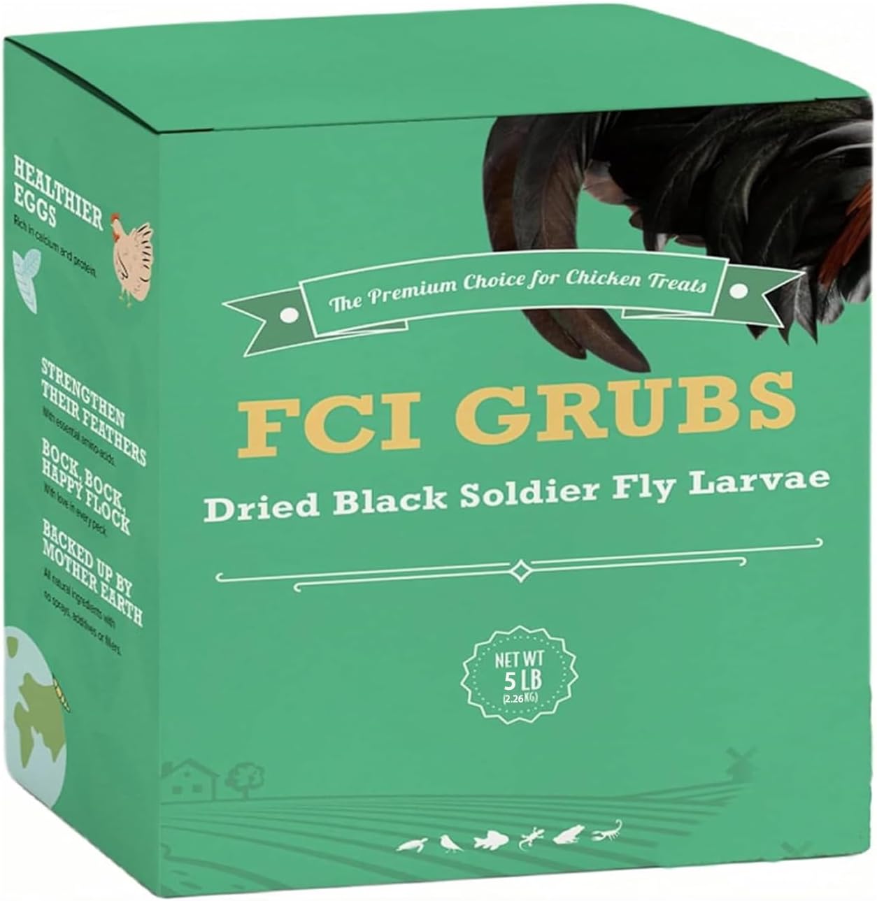 High Calcium, Non-GMO, 5LB Dried Black Soldier Fly Larvae for Chickens, 60-100X More Calcium Than Mealworms,Treat for Laying Hen, Ducks, Wild Birds,Turtles