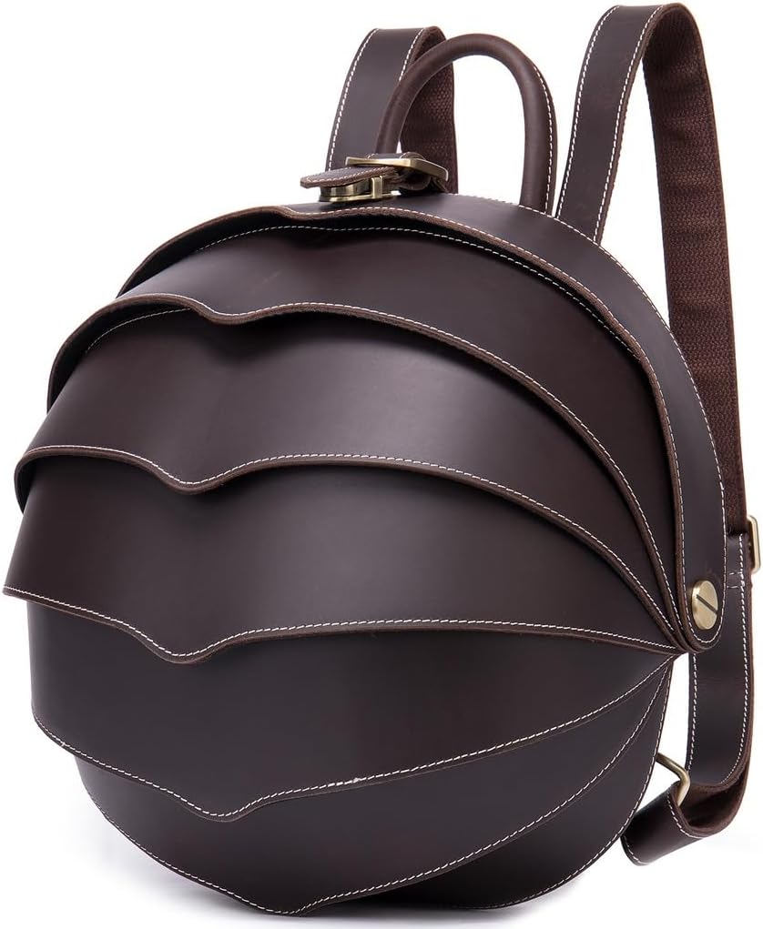 Genuine Crazy Horse Leather Backpack for Men Vintage Travel Daypack Water Resistant Laptop Bag Gift Box (Coffee)