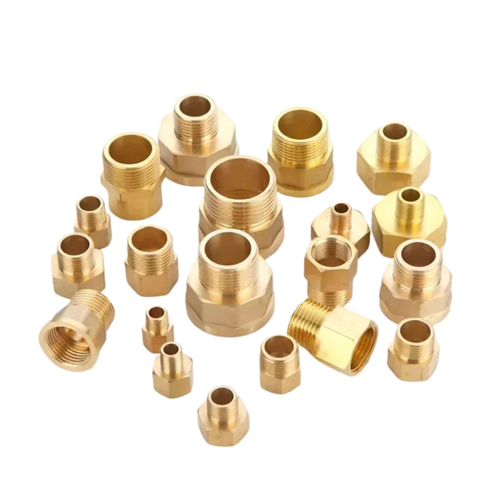 20-200 sztuk mosiężne złączki rurowe sześciokątny adapter redukcyjny 1/8 "1/4" 3/8 "1/2" BSP gwint męski na żeński złącze oleju gazowego(M02-F04,200 PCS)