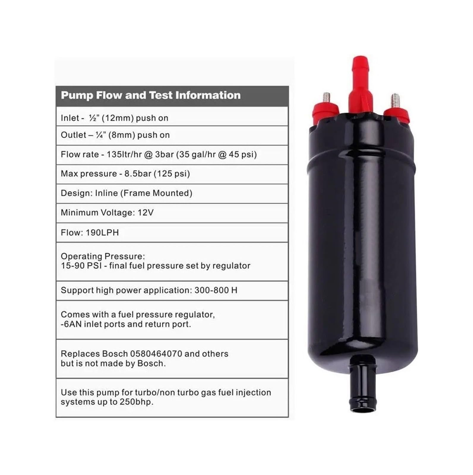 Elektrische Inline Kraftstoffpumpe Für PEUGEOT Für 0580464070B EFI Inline Elektrische Kraftstoffpumpe E10009