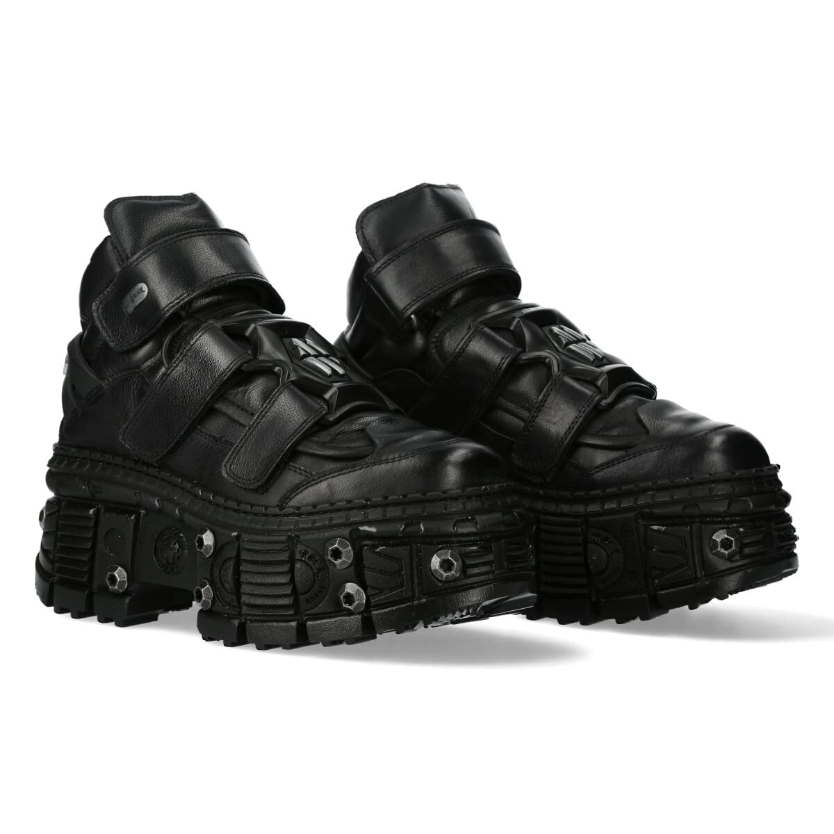 New Rock Stivaletti Suola Viti 2023 Stivaletti TANK Collection Piattaforma Chiusura Velcro Donna Nero Black Woman Ankle Boots Screws M.WALL285-S10