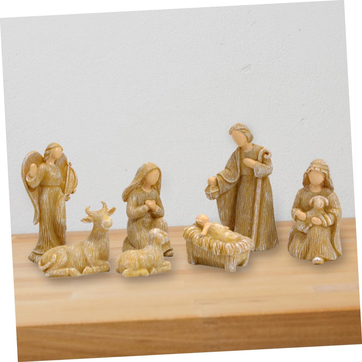 10pcs Resin Nativity Figures Set Small Birth of Jesus Sculptures Christmas Tabletop Decorations Household Nativity Scene Ornaments for Holiday Home Display