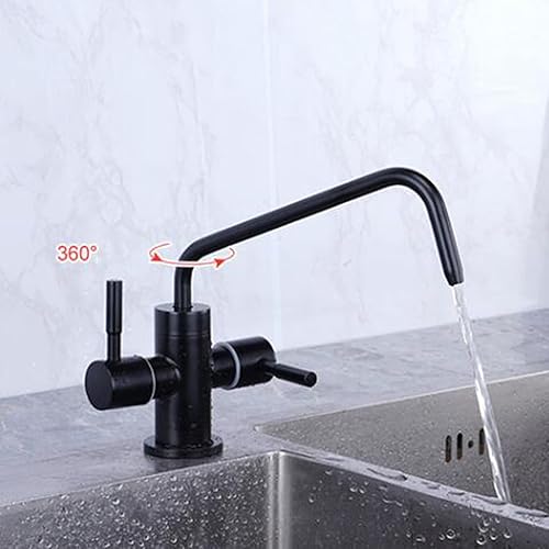 Miniatura 2 de Grifo purificador de agua potable de acero inoxidable giratorio de doble salida purificador de agua negro-C (F)