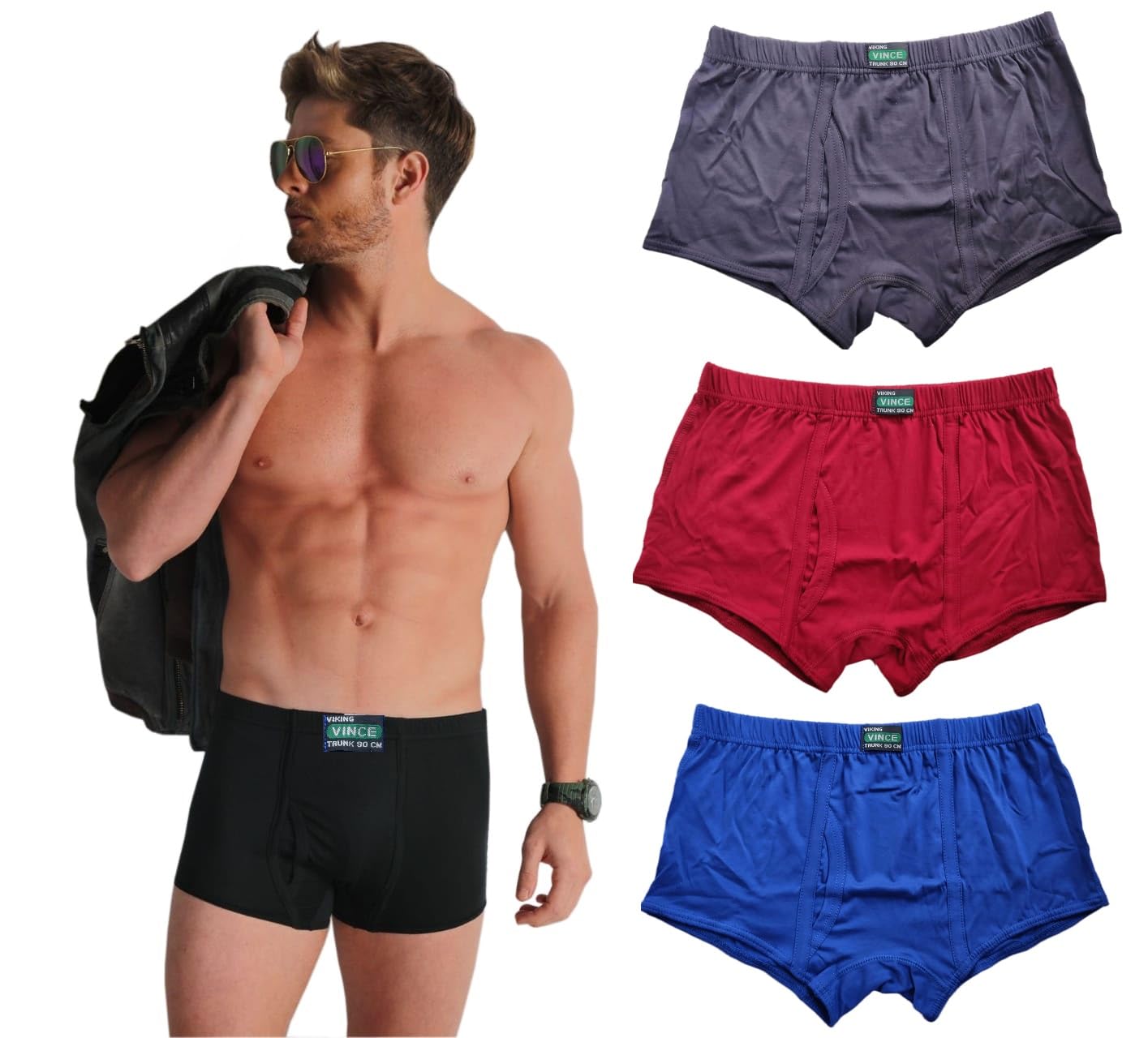 VIKINGMen's Cotton Mini Trunks, Pack of 5 (Multicolor & Assorted)
