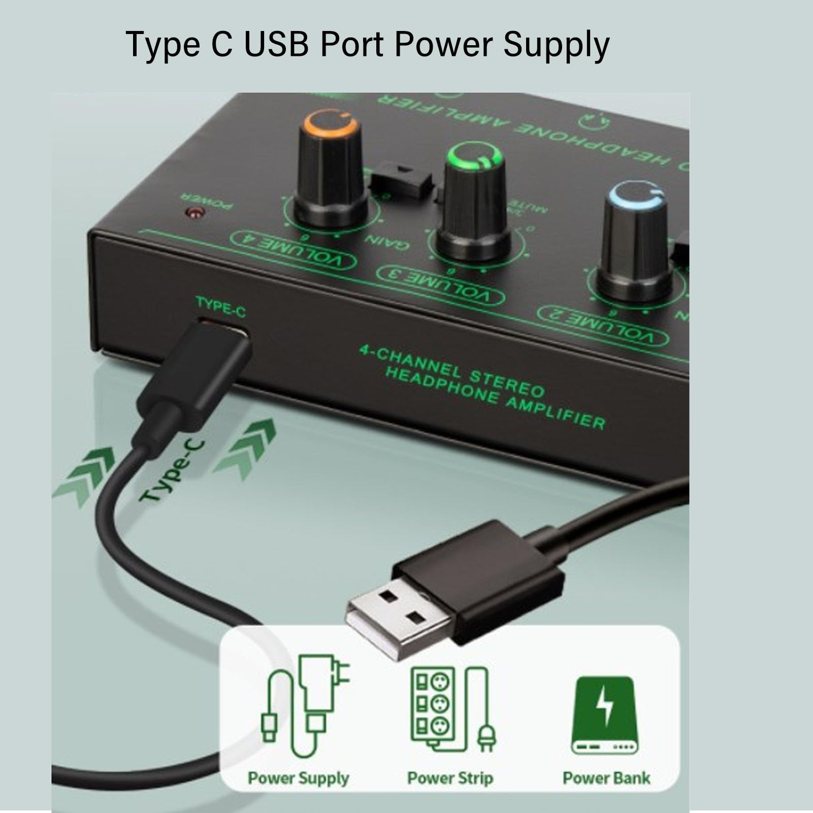 Splitter per Cuffie a 6 Canali, Amplificatore per Cuffie Stereo, 6 Jack per Cuffie da 3,5 Mm e 6 Jack per Cuffie da 6,35 Mm, Alimentazione di Tipo C, per Spettacoli Dal Vivo,