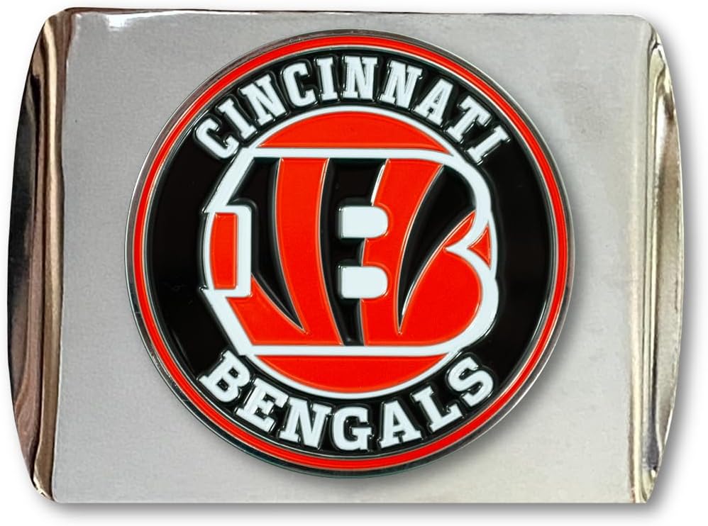 NFL Chrome Metal Hitch Cover with 3D Colored Team Logo by FANMATS - Unique Roundel Molded Design - Easy Installation on Truck, SUV, Car - Ideal Gift for Die Hard Football Fans