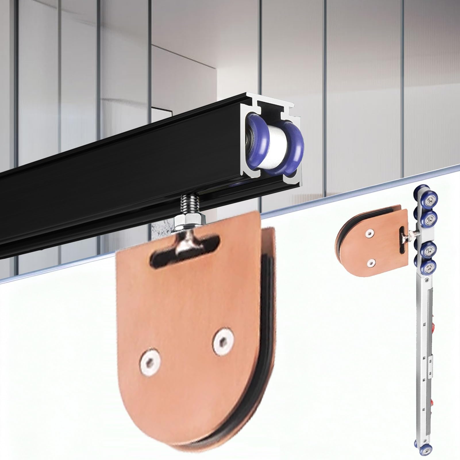 Sliding Glass Door Track Kit, Sliding Barn Door Hardware Kit, Soft Close