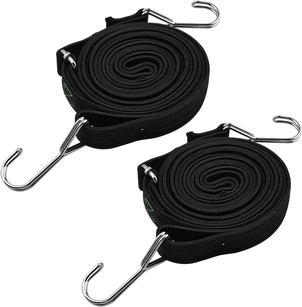 Flat Bungee Strap with Hooks 2 Pack Adjustable Bungee Cords
