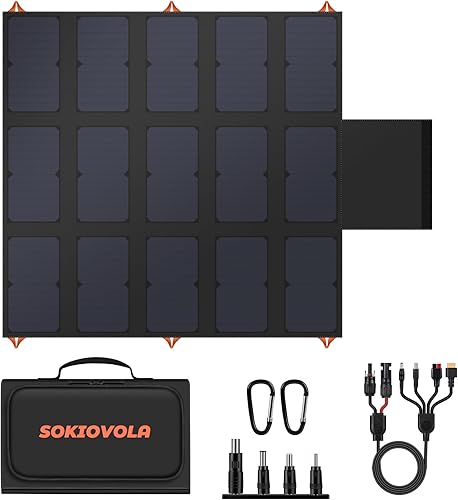 Panel solar plegable portátil de 100 W, cargador solar portátil de 20 V con QC3.0 USB-A y salida tipo C IP68 impermeable para teléfonos celulares,