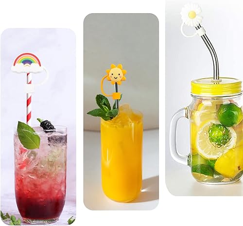 Miniatura 5 de 10 fundas de popote para popotes reutilizables, protector de paja con forma colorida para popotes de 6 a 0.315 in, sellado hermético a prueba de