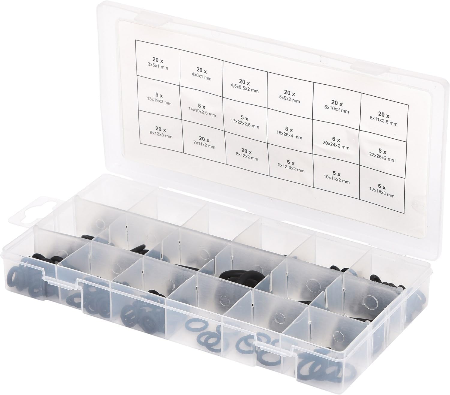 O-Rings Assortment, Internal Ø 3-22mm, 225 pcs