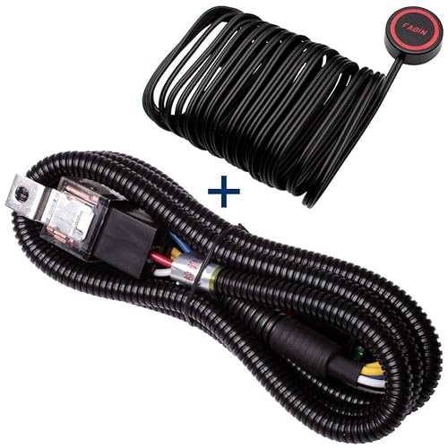 Vista 13 de FARBIN Botón de bocina 2 piezas, interruptor momentáneo con cable de 3 metros, interruptor redondo con tapa roja de encendido y apagado, interruptor