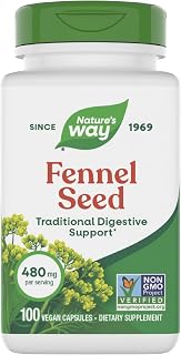 Nature's Way Fennel Seed 480mg Digestive Support Capsules - Gluten Free, Vegan, Non-GMO, 100 Count