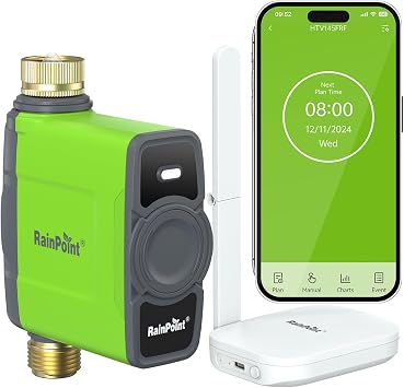 RAINPOINT WiFi Water Timer for Garden Hose, 2027 New Version WiFi Sprinkler Controller, Smart Hose Timer Valve, Automatic Drip Irrigation System/Rain Delay for Garden