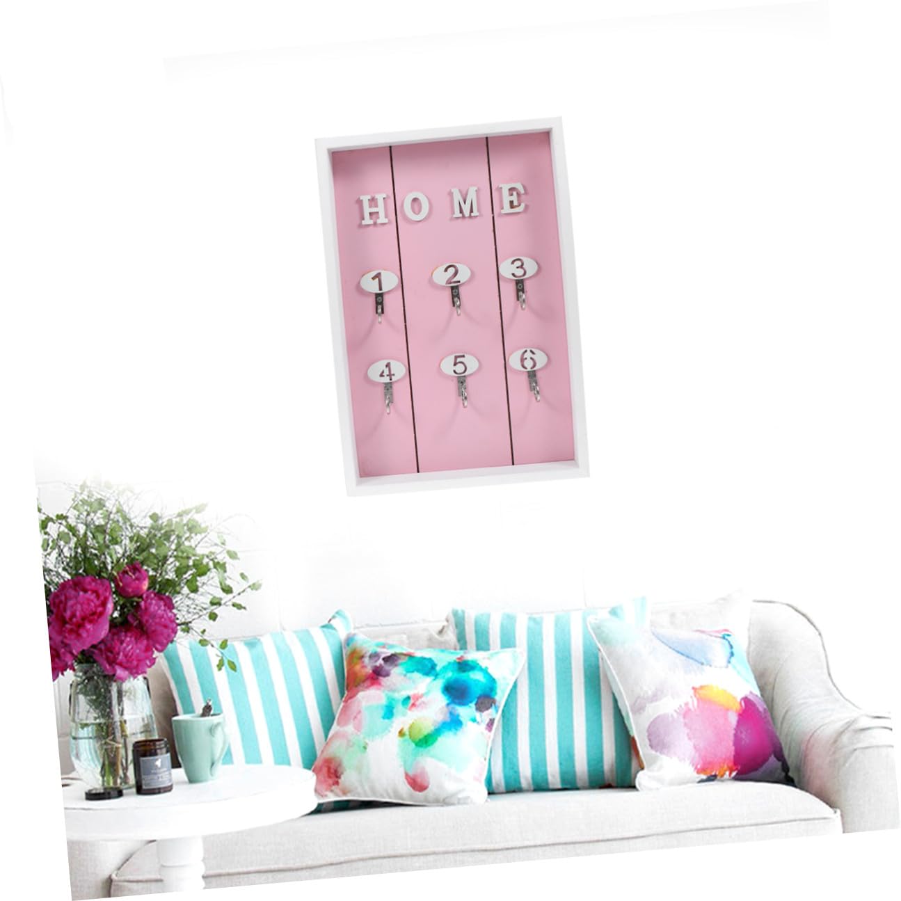 Generico Portachiavi da Muro in Nordico Ganci Organizer Finitura Rosa per Ufficio e Camere da Dormire