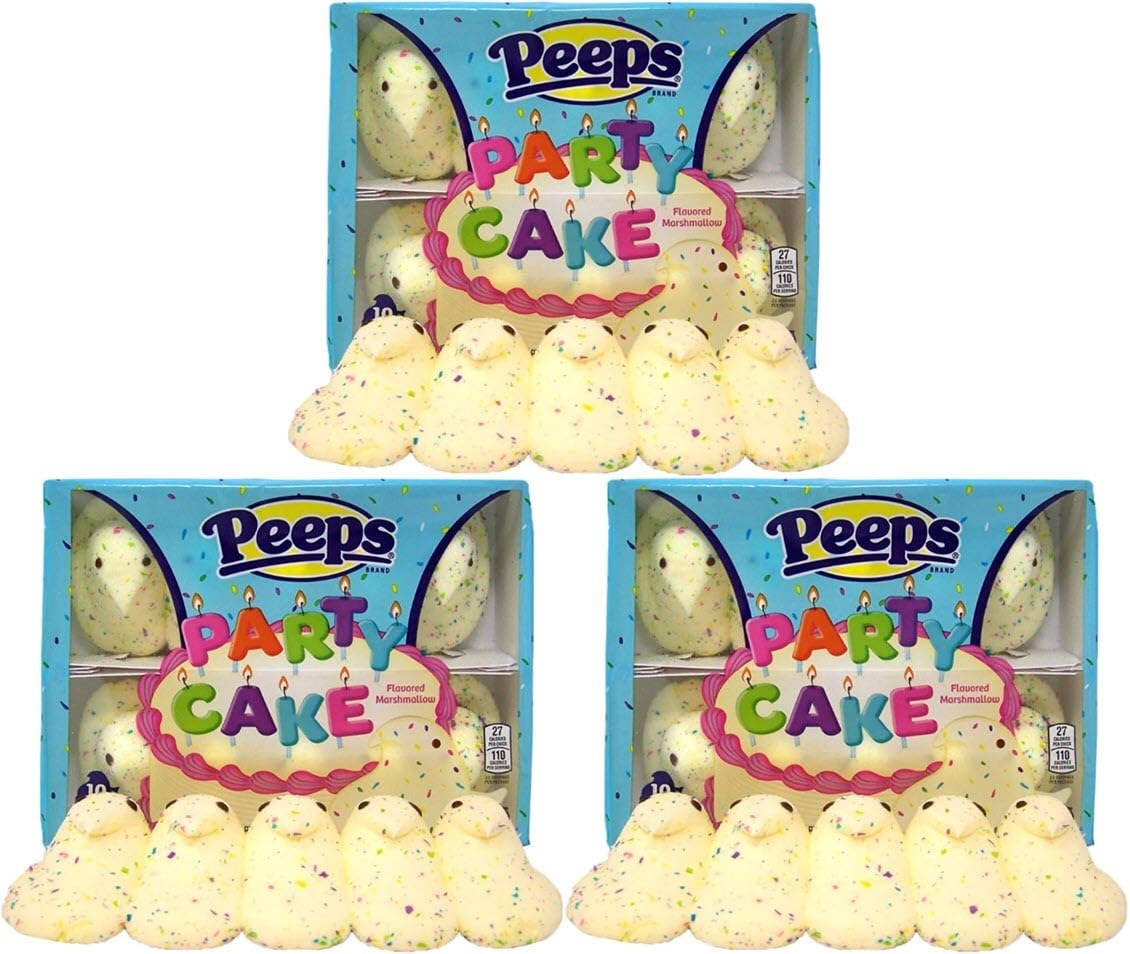 PEEPS Easter Marshmallow Chicks, Variety Pack, 10 Count (Assorted Flavors & Colors) (3 count, Party Cake Chicks Marshmallow Peeps)