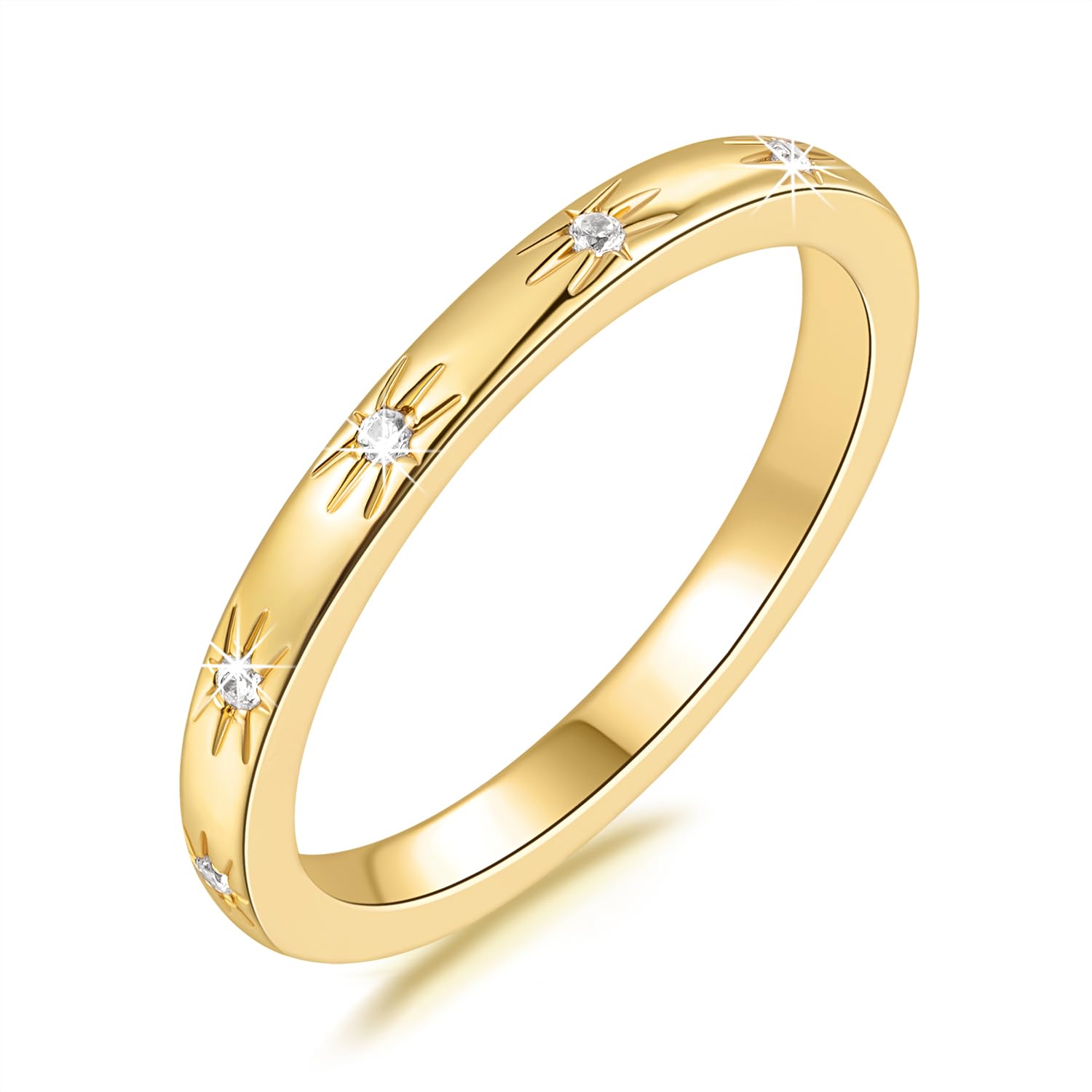 SunDins 14K Gold Rings for Women Cubic Zirconia Non Tarnish Dainty Gold Rings for Women Beauty and resilience Cute Jewelry 5,6,7,8,9